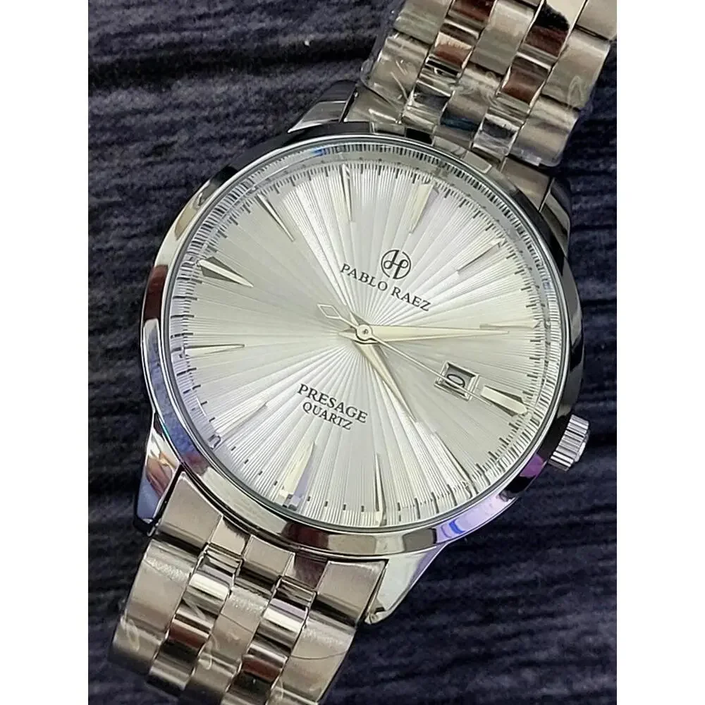 New Vintage Pablo Raez Mens Slv Wht‎ Steel Presage 40mm Watch